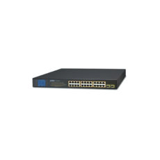 Planet 24-Port 10/100/1000T 802.3at PoE + 2-Port Gigabit SFP Ethernet Switch with LCD PoE Monitor (300W)