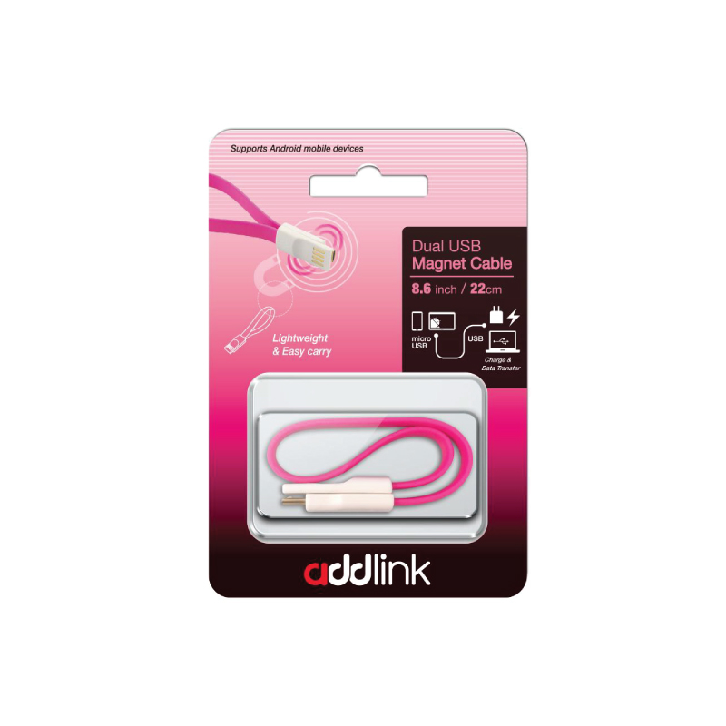 addlink C10 USB Magnet Cable (Micro USB +USB) (Pink)