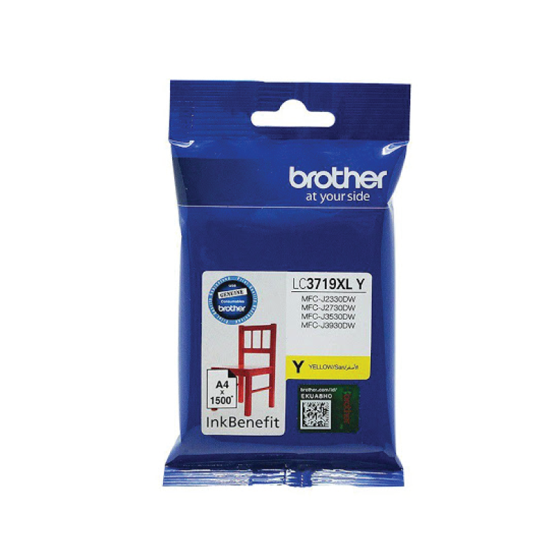 Brother LC3719XLY High Yield Ink Cartridge, Yellow (Up to 1500)